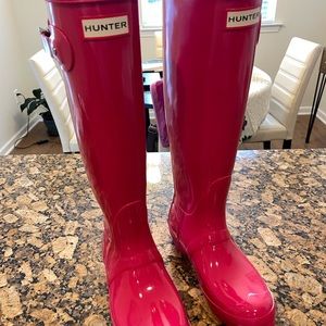 Hunter Boots Women’s Tall Gloss Bright Pink Size 6